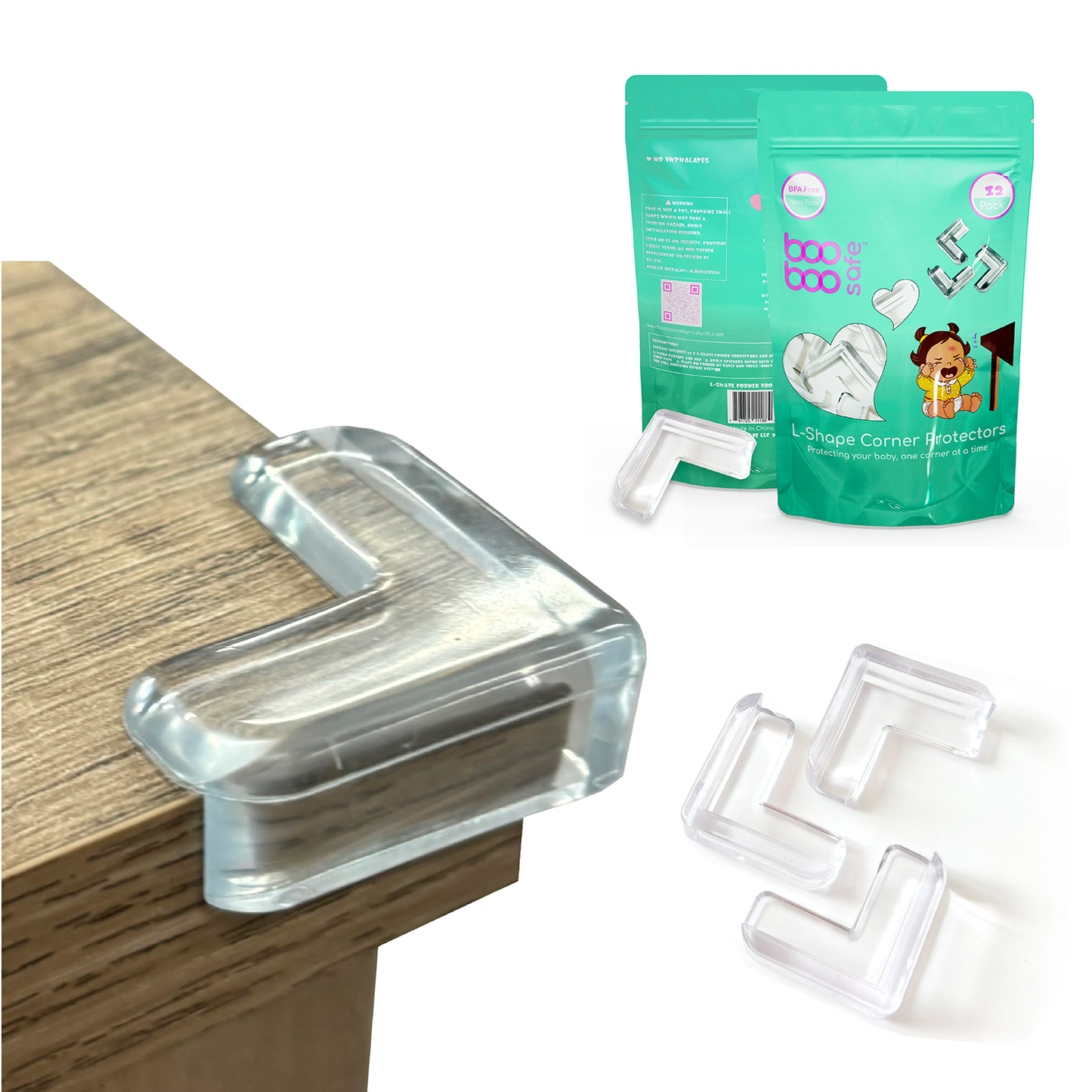 Transparent Corner Protector for Baby Safety - 12-Pack Edge Protectors, Furniture Corner Guards & Table Edge Covers - BPA-Free, Soft L-Shape Design for Baby Proofing Corners
