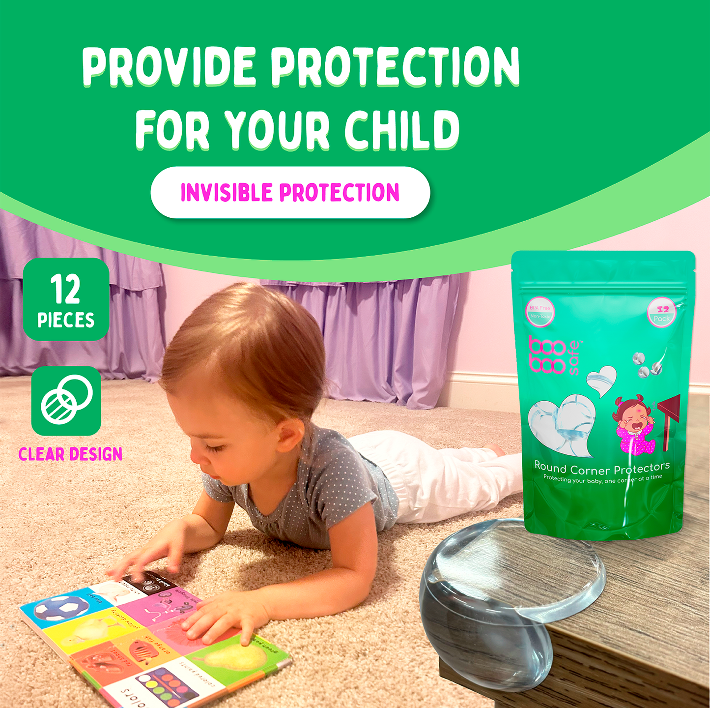 Transparent Corner Protector for Baby Safety - 12-Pack Edge Protectors, Furniture Corner Guards & Table Edge Covers - BPA-Free, Round Shape Design for Baby Proofing Corners