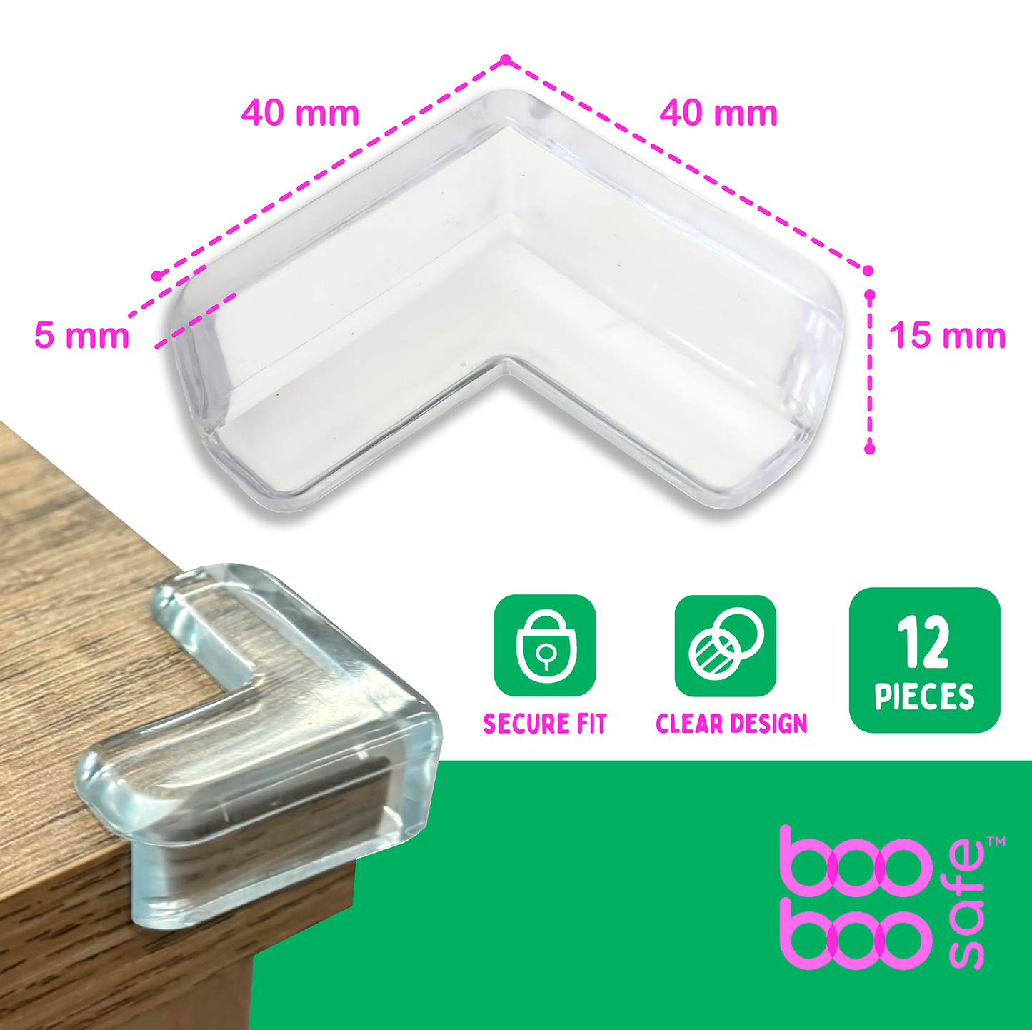 Transparent Corner Protector for Baby Safety - 12-Pack Edge Protectors, Furniture Corner Guards & Table Edge Covers - BPA-Free, Soft L-Shape Design for Baby Proofing Corners