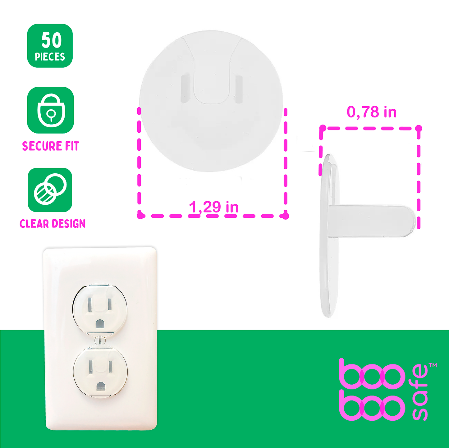 Baby Proof Outlet Covers - 50 Pack Transparent Socket Covers for Outlets - Easy Install Outlet Plug Covers - Child Safety Clear Outlet Covers - Durable & Steady Outlet Covers